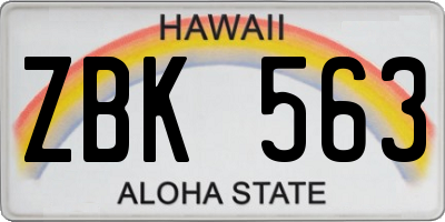 HI license plate ZBK563