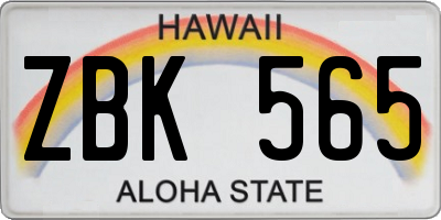 HI license plate ZBK565