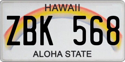 HI license plate ZBK568