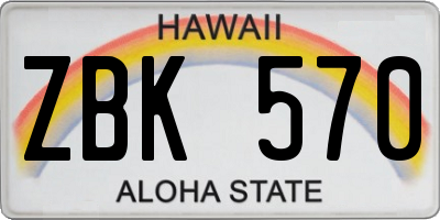 HI license plate ZBK570