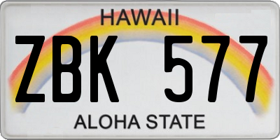 HI license plate ZBK577
