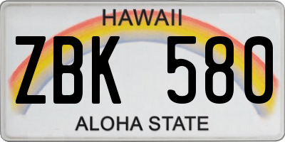 HI license plate ZBK580