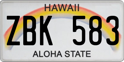 HI license plate ZBK583