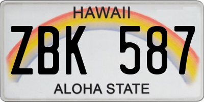 HI license plate ZBK587