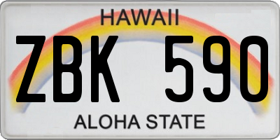 HI license plate ZBK590