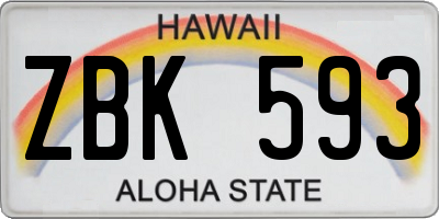 HI license plate ZBK593