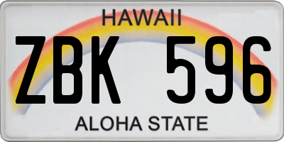 HI license plate ZBK596