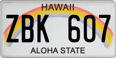 HI license plate ZBK607