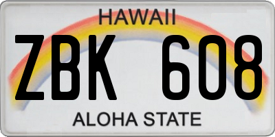 HI license plate ZBK608