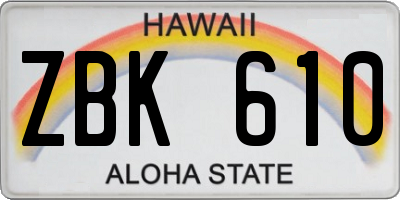 HI license plate ZBK610