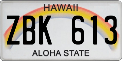 HI license plate ZBK613