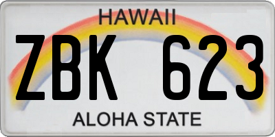 HI license plate ZBK623