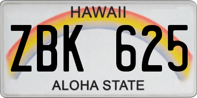 HI license plate ZBK625