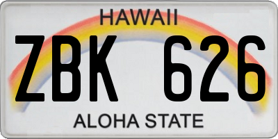 HI license plate ZBK626