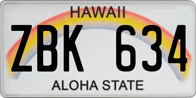 HI license plate ZBK634