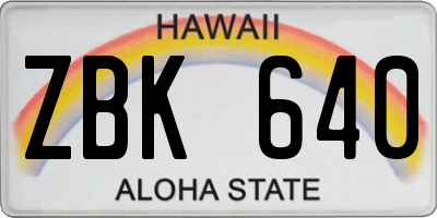 HI license plate ZBK640