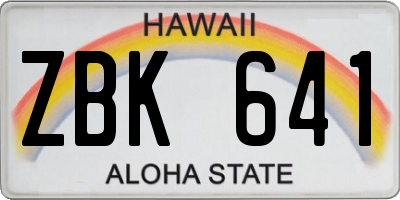 HI license plate ZBK641