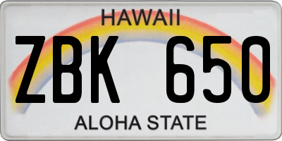 HI license plate ZBK650