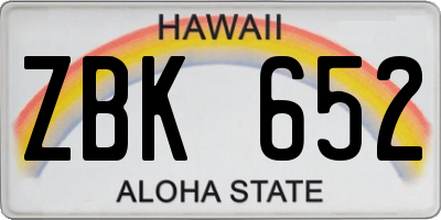 HI license plate ZBK652