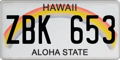 HI license plate ZBK653
