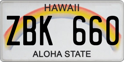 HI license plate ZBK660