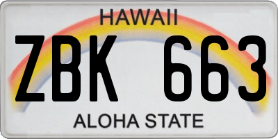 HI license plate ZBK663