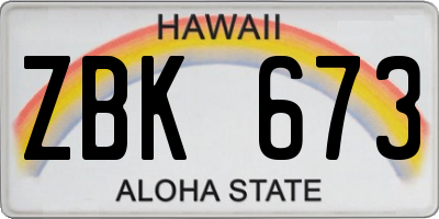 HI license plate ZBK673