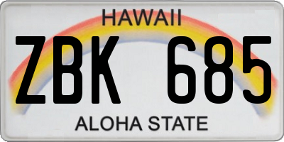 HI license plate ZBK685