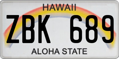HI license plate ZBK689