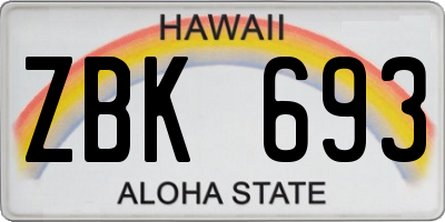 HI license plate ZBK693