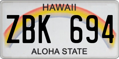 HI license plate ZBK694