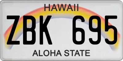HI license plate ZBK695