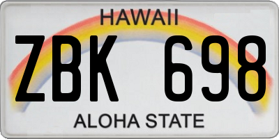HI license plate ZBK698