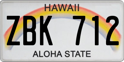 HI license plate ZBK712