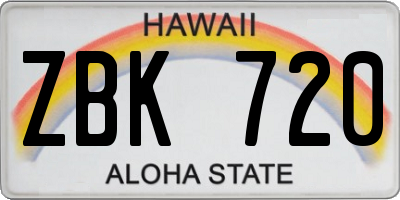 HI license plate ZBK720