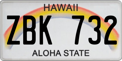 HI license plate ZBK732