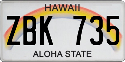 HI license plate ZBK735