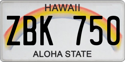 HI license plate ZBK750