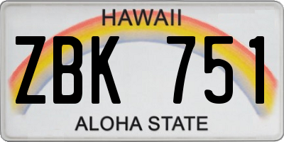 HI license plate ZBK751