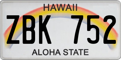 HI license plate ZBK752