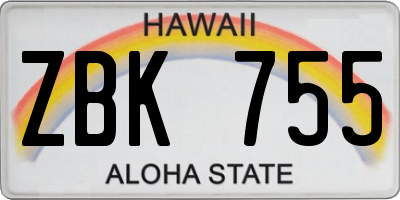HI license plate ZBK755