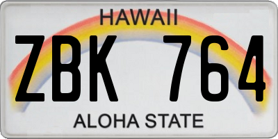 HI license plate ZBK764