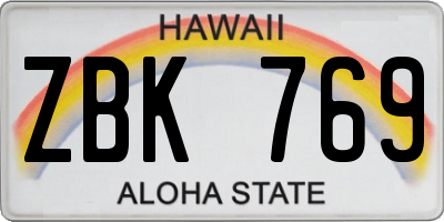 HI license plate ZBK769