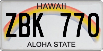 HI license plate ZBK770