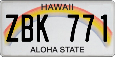 HI license plate ZBK771
