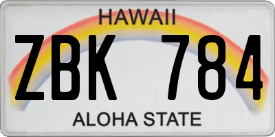 HI license plate ZBK784