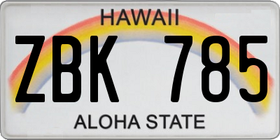 HI license plate ZBK785