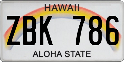 HI license plate ZBK786