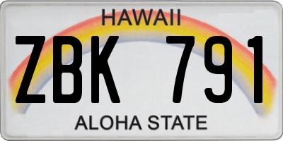HI license plate ZBK791