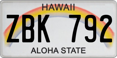 HI license plate ZBK792